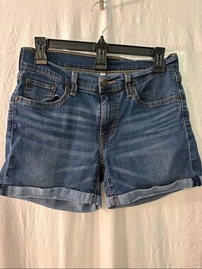 Levi's Women's Medium Blue Cuffed Denim Shorts